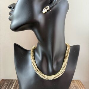 Luxe Gold Rhinestone Collar Necklace